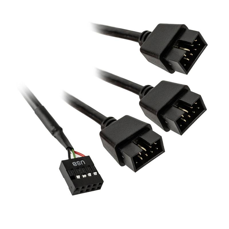 USB kabel se dijeli na tri odvojene priključka. Svaki priključak ima četiri pina i crne je boje.