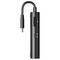 Crni audio adapter s regulatorom glasnoće, kontrolom mikrofona i USB-C priključkom.