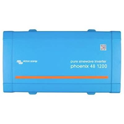 Plavi sinusni pretvarač tvrtke Victron Energy. Model: Phoenix 48 1200. Sadrži QR kod u gornjem desnom kutu.