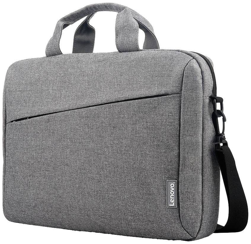 Siva torba za laptop s ručkom i remenom za nošenje, označena logotipom 'Lenovo'.