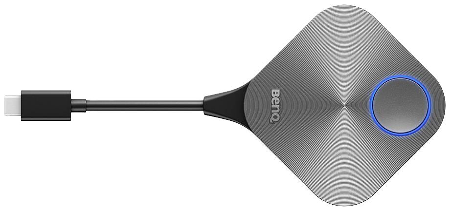 Prijenosni bežični prezentacijski gumb s plavim svijetlećim prstenom i USB-C priključkom, korišten za BenQ prezentacijske sustave.