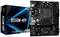 ASRock B550M-HDV matična ploča pored pakiranja. Crni dizajn s raznim priključcima i čipovima. Kutija prikazuje naziv proizvoda i logo proizvođača.