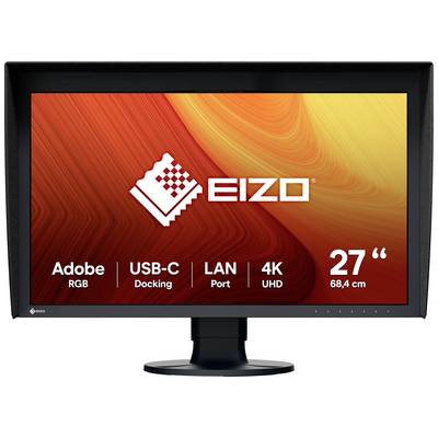 EIZO monitor prikazuje 'Adobe RGB', 'USB-C Docking', 'LAN Port', '4K UHD' i '27 inča' na obojadisanoj pozadini.