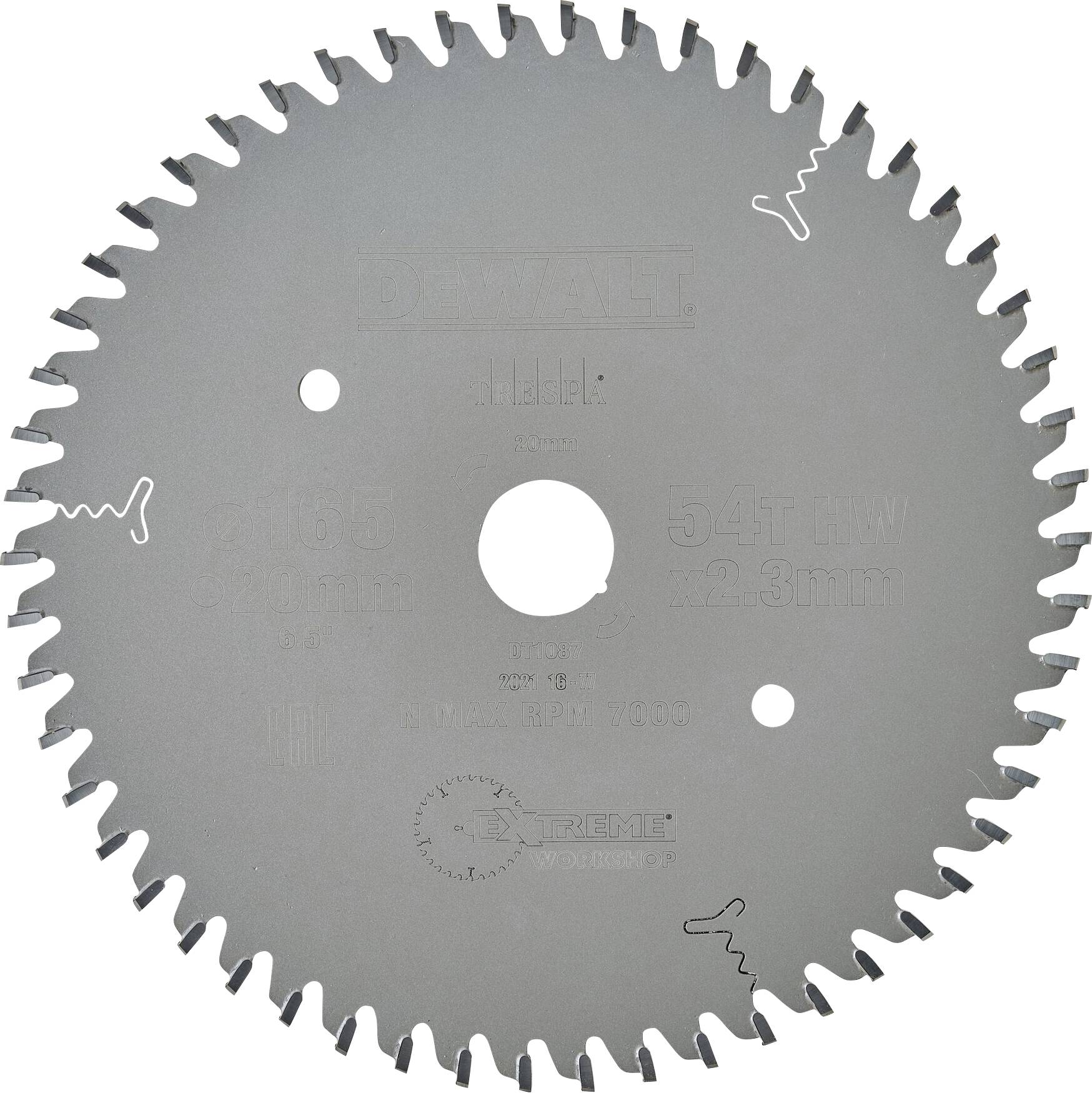 DEWALT DT1087-QZ DT1087-QZ Cirkelzaagblad 165 x 20 mm 1 stuk(s)