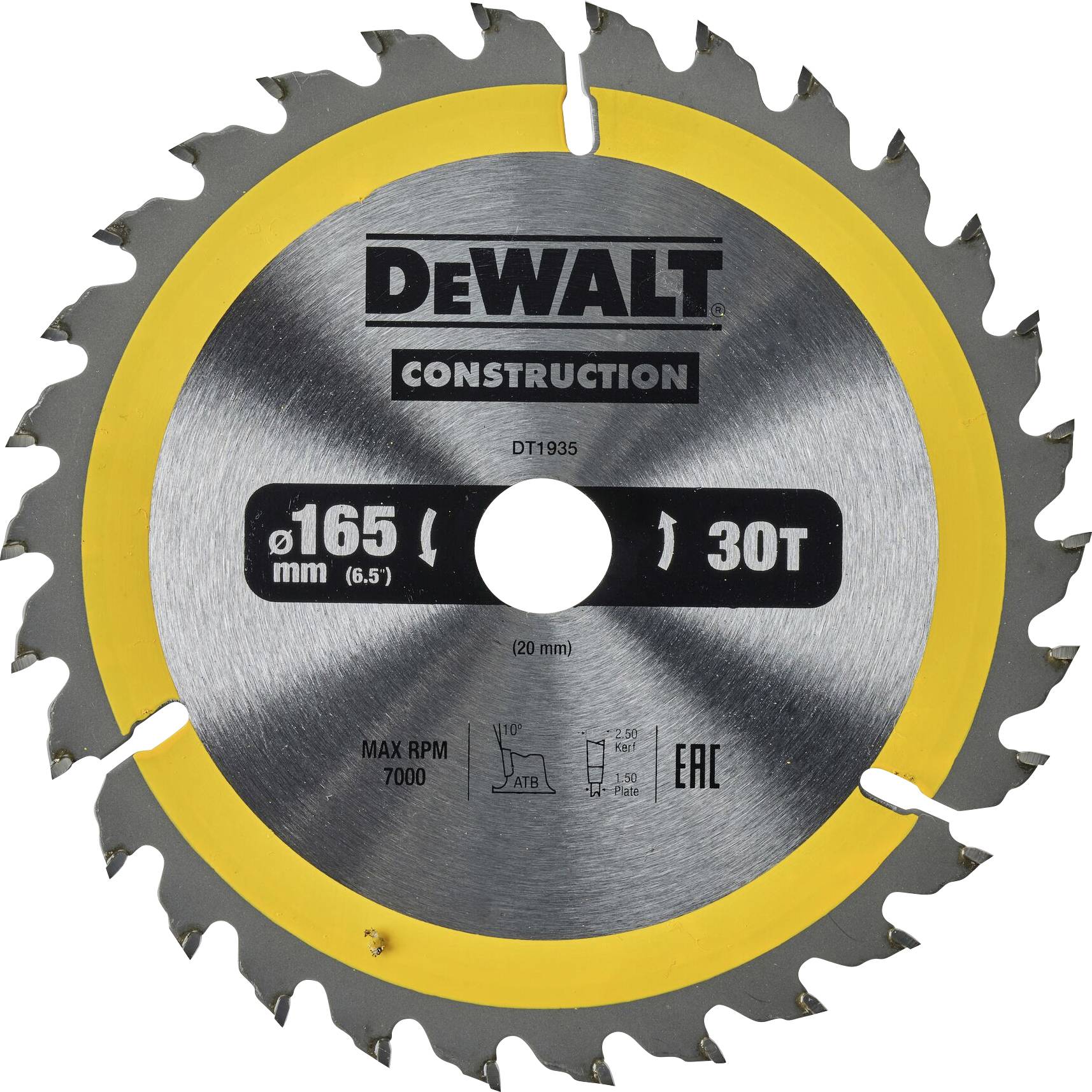 DEWALT DT1935-QZ DT1935-QZ Cirkelzaagblad 165 x 20 x 1.5 mm Aantal tanden: 30 1 stuk(s)