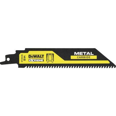 Metalna pila DeWalt s 8 TPI, prikladna za rezanje metala, s natpisom 'Extreme' i 'Carbide' na žutoj pozadini.