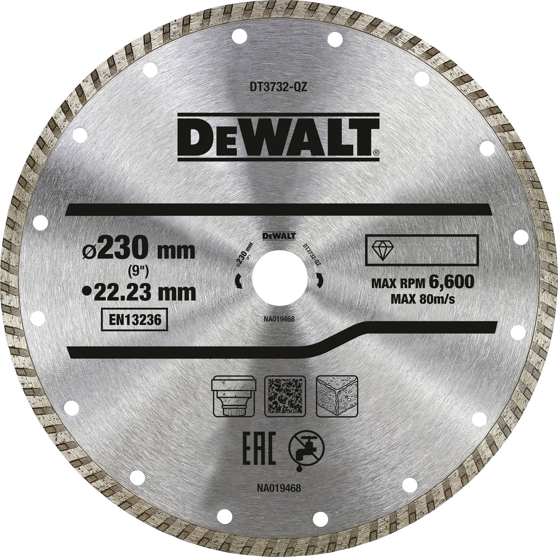DEWALT DT3732-QZ DT3732-QZ Diamanten doorslijpschijf Diameter 230 mm Boordiameter 22.2 mm Zandsteen 1 stuk(s)