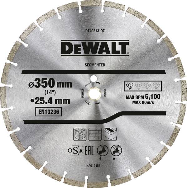 DEWALT DT40213-QZ DT40213-QZ dijamantna rezna ploča promjer 350 mm Promjer bušotine 25.4 mm građevinski materijali 1 St.