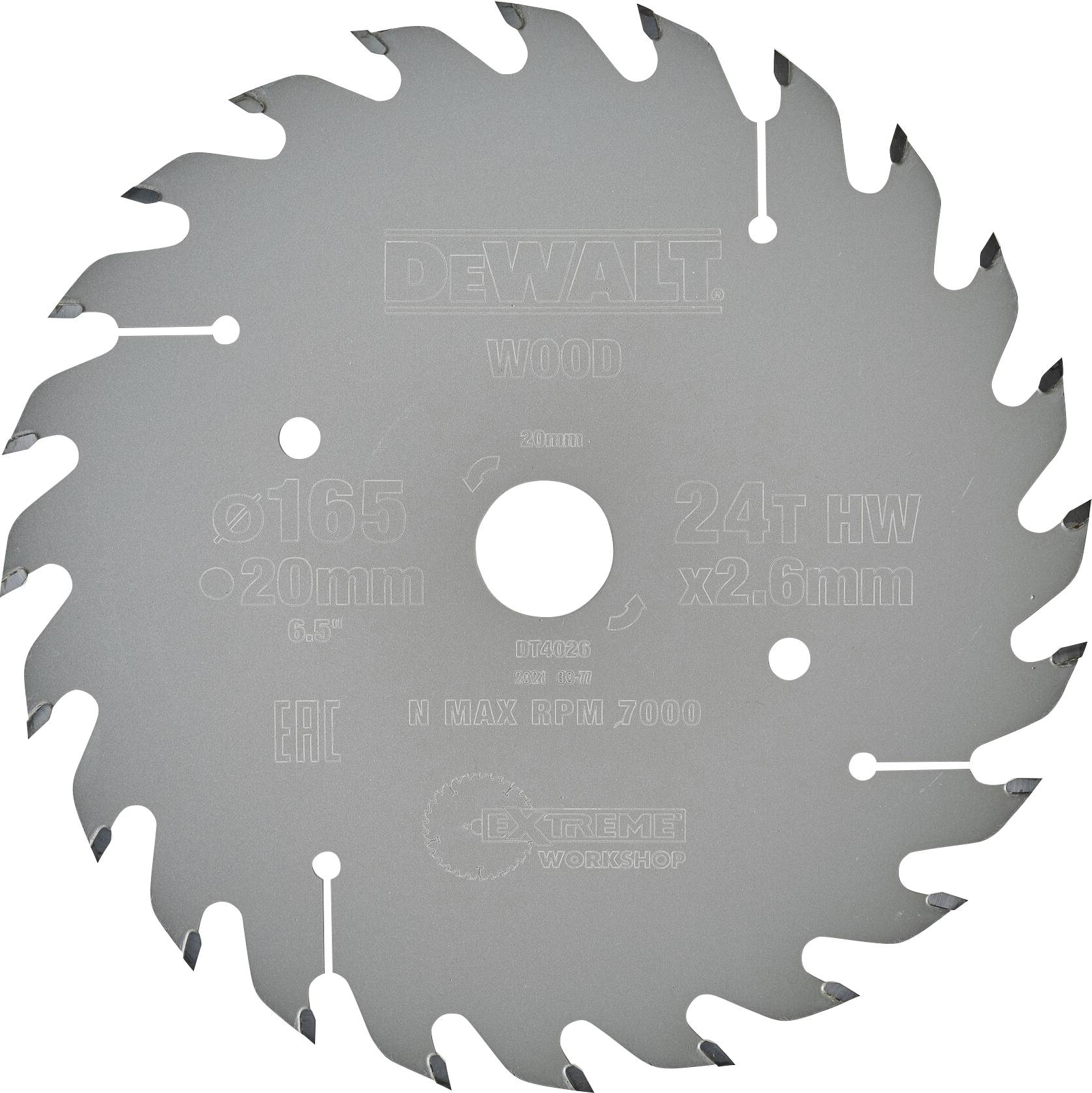 DEWALT DT4026-QZ DT4026-QZ Cirkelzaagblad 165 x 20 mm Aantal tanden: 24 1 stuk(s)