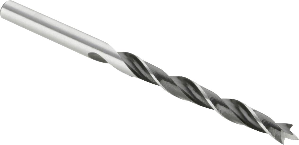 Srebrni metalni svrdlo sa spiralnom strukturom koja olakšava učinkovito bušenje. Uglavnom se koristi u građevini i obrtništvu.