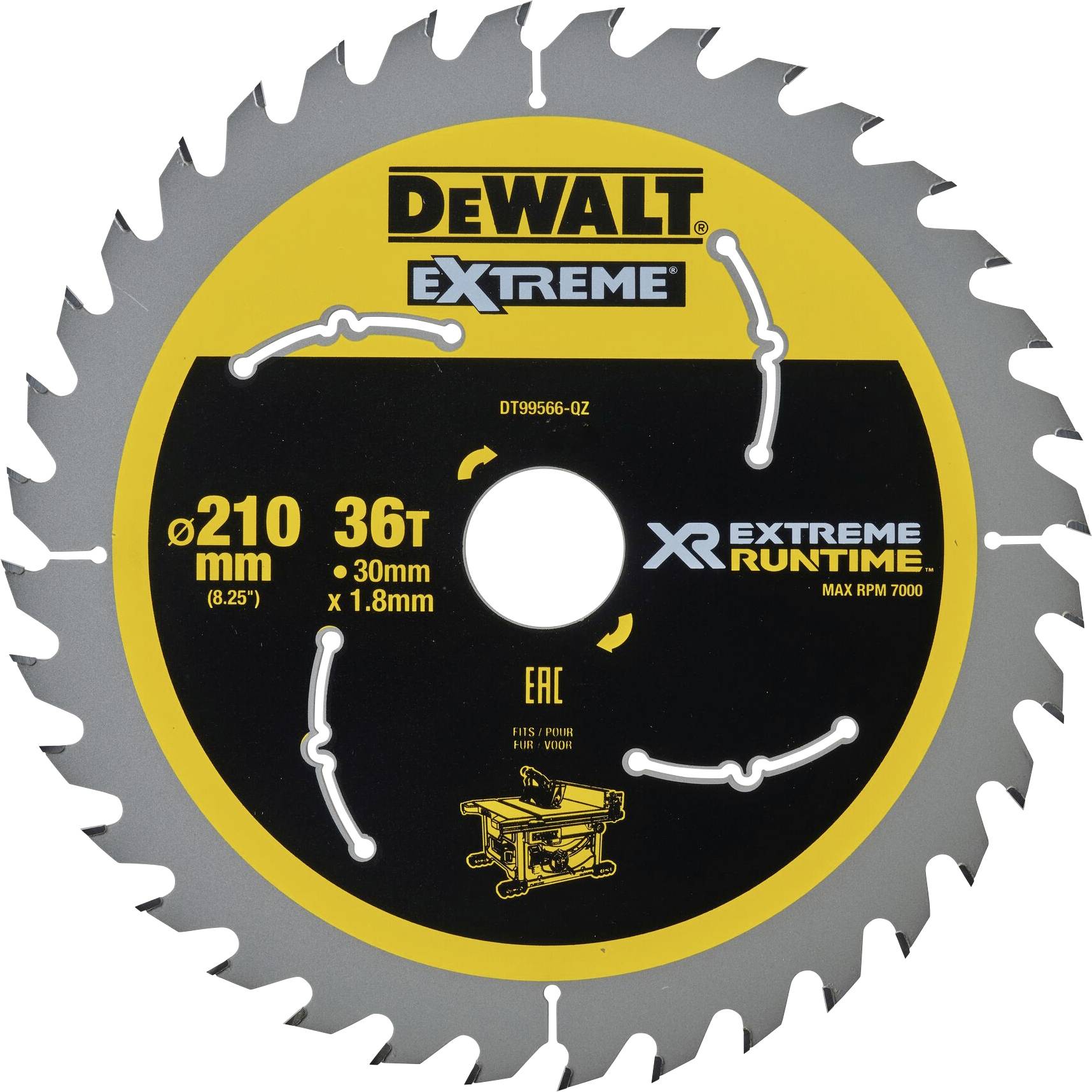 DEWALT DT99566-QZ DT99566-QZ Cirkelzaagblad 210 x 30 x 1.24 mm Aantal tanden: 36 1 stuk(s)