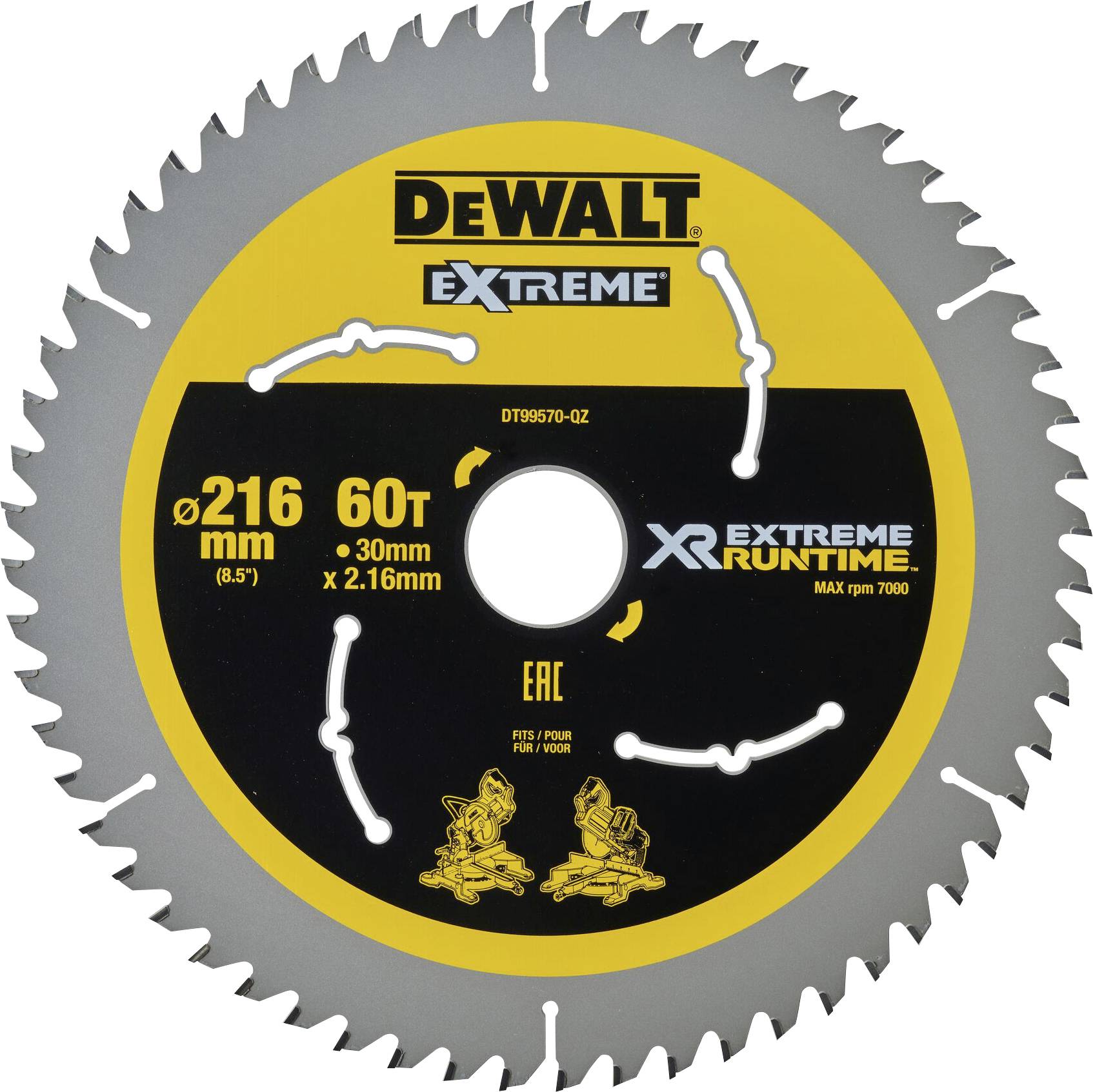 DEWALT DT99570-QZ Cirkelzaagblad 216 mm 1 stuk(s)