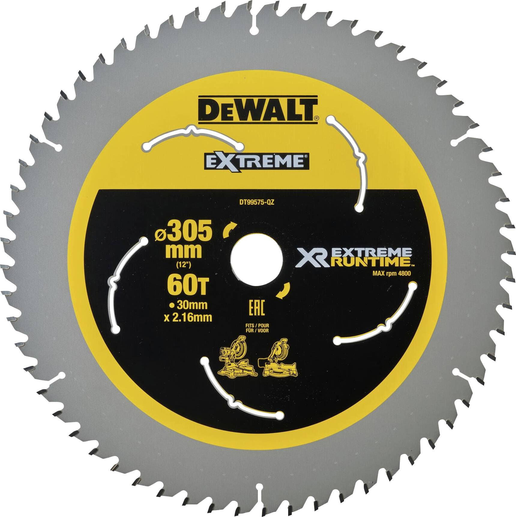 DEWALT DT99575-QZ Cirkelzaagblad 305 x 30 x 1.6 mm Aantal tanden: 60 1 stuk(s)