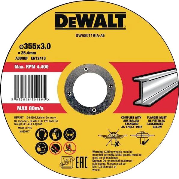 DEWALT DWA8011RIA-AE DWA8011RIA-AE Doorslijpschijf 355 mm 1 stuk(s) Metaal, RVS, IJzer