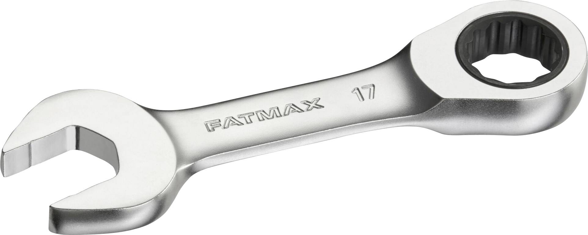 Srebreni ključ s otvorenim i zatvorenim krajem. Natpis 'FATMAX 17'.