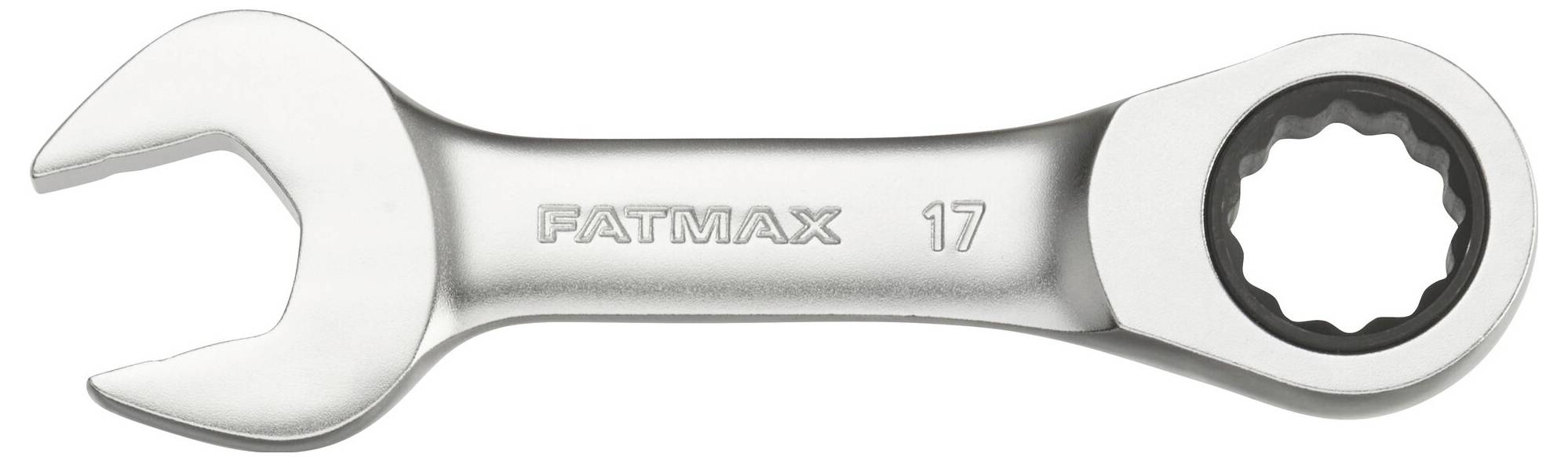 Srebrni vilasti ključ s urezom 'FATMAX 17' prikazuje otvorenu i zatvorenu stranu za višenamjensku upotrebu.