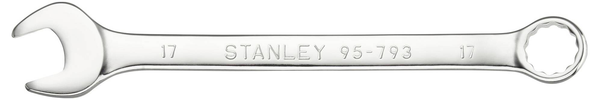 Srebrni okasti ključ, veličine 17 mm, s natpisom 'STANLEY 95-793'.