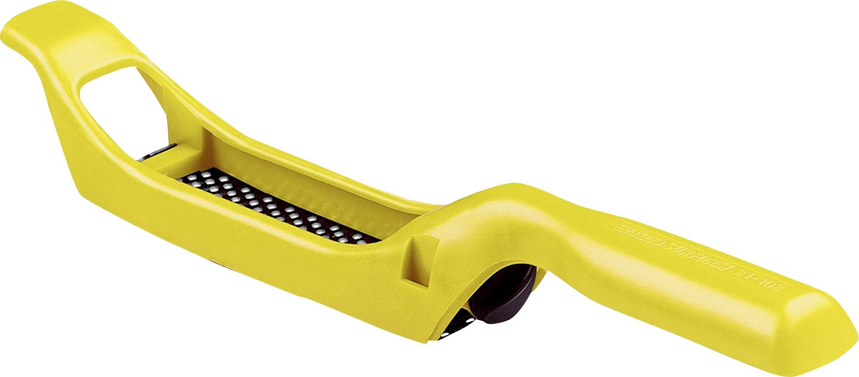 Žuti blanja s ergonomskom ručkom i metalnim nožem, korišten za glačanje površina u obrtničkim radovima.