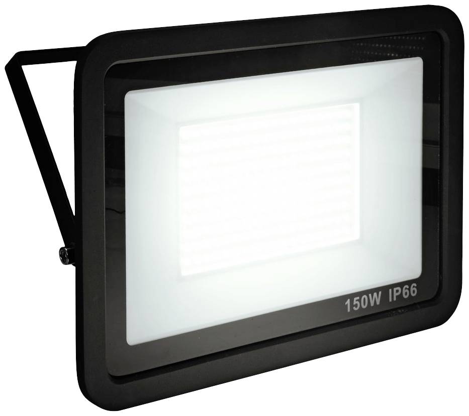 Pravokutni LED reflektor za osvjetljavanje s natpisom '150W IP66' na okviru, sjajno se svijetli.