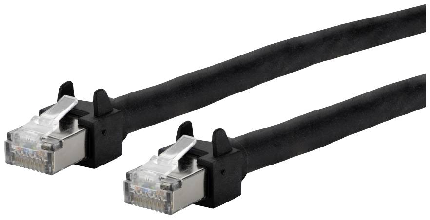 Dva crna Ethernet kabela s prozirnim utičnicama.