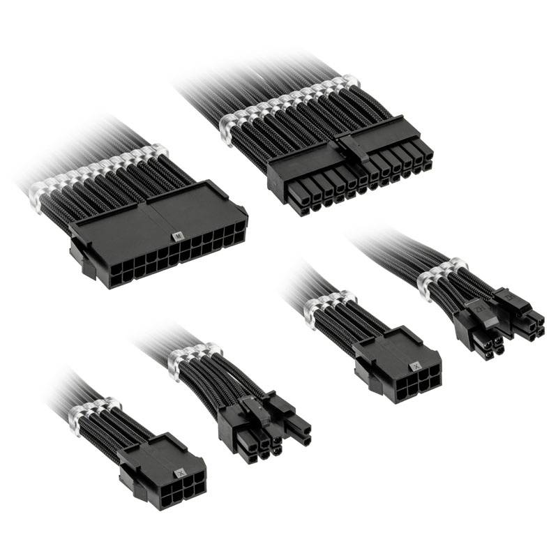 Kabeli za napajanje električnom energijom za PC komponente. Različiti tipovi priključaka, uključujući 24-pinski ATX, 8-pinsku CPU, 6-pinsku i 8-pinsku GPU utičnicu.