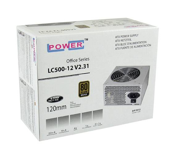 Napajanje za računalo marke Power, model LC500-12 V2.31. 80 Plus Bronze, ventilator od 120 mm. Pogodno za uredske aplikacije.