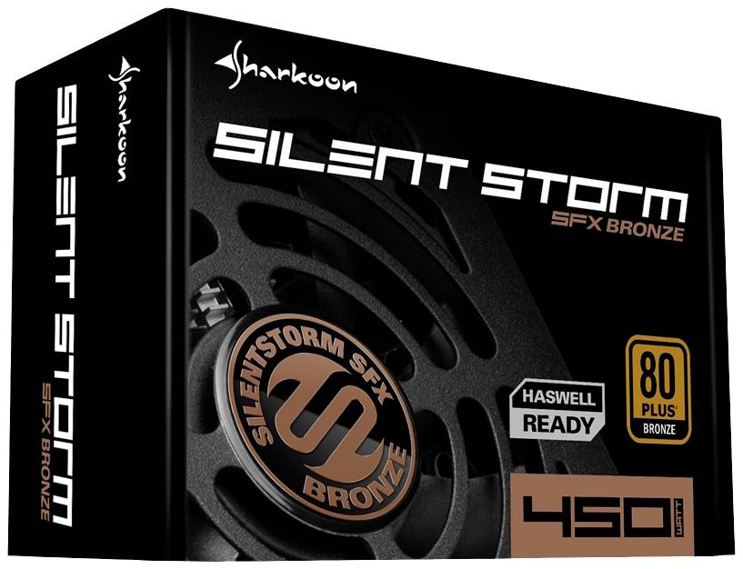 'Sharkoon Silent Storm SFX Bronze 450W napajanje. Haswell-Ready. 80 Plus Bronze certifikacija.'