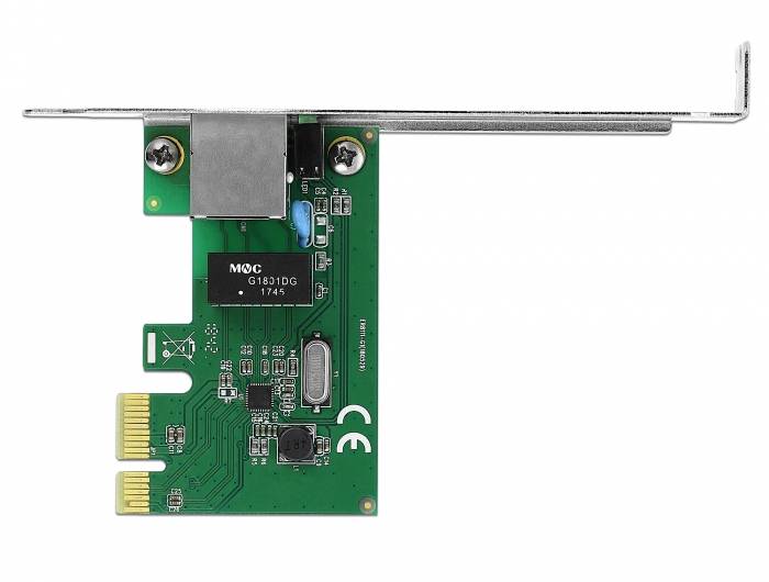 Interna mrežna kartica sa zelenom elektroničkom pločicom, PCIe priključkom i Ethernet portom. Koristi se za žičane mrežne povezivosti u računalima.