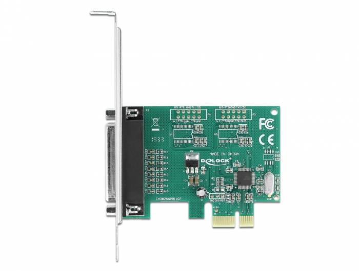 Zelena računalna proširna kartica s više priključaka i elektroničkim komponentama, PCIe utičnica pri dnu.
