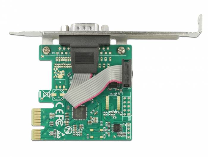 Zelena PCIe kartica sa serijskim sučeljem i kabelom, pogodna za proširenja PC računala.