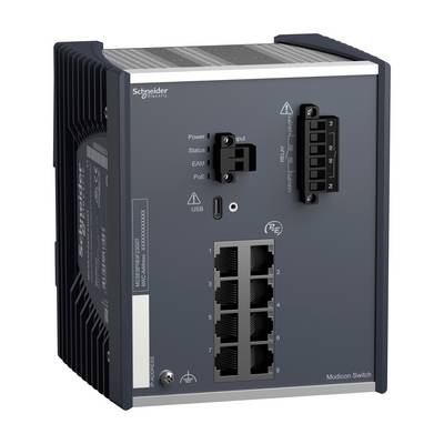 Schneider Electric Modicon Switch na uređaju s višestrukim mrežnim priključcima i indikatorima statusa.
