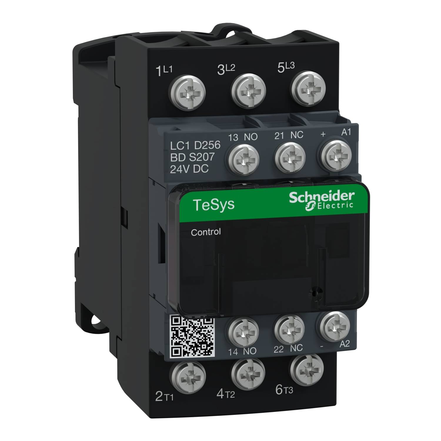Kontaktor Schneider Electric, model TeSys, tropolni, sa vijčanim stezaljkama i QR kodom, pogodan za industrijske upravljačke primjene.