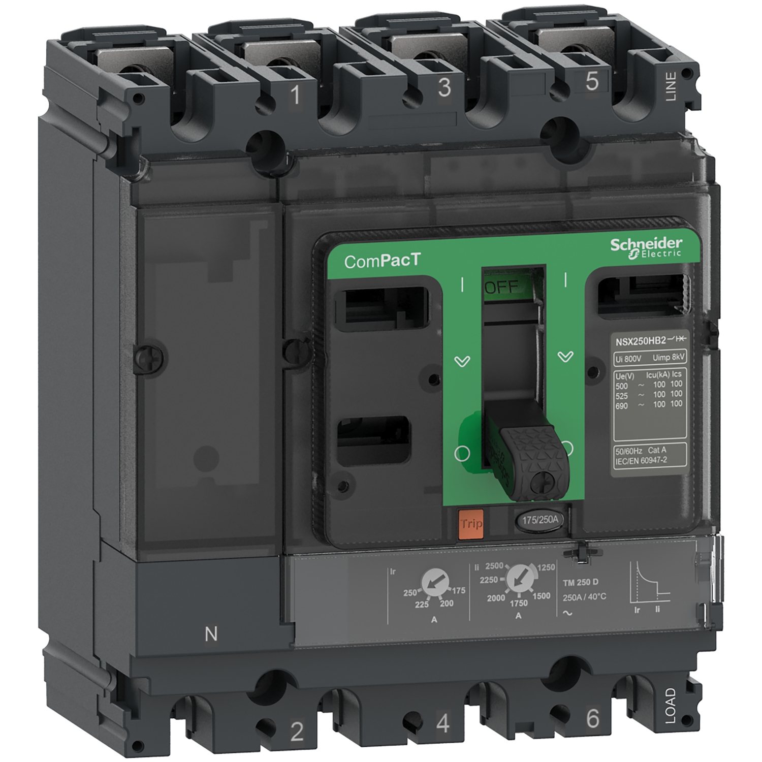 Schneider Electric C25R4TM250 Vermogensschakelaar 1 stuk(s) Schakelspanning (max.): 690 V/AC (b x h x d) 140 x 161 x 86 mm Piece