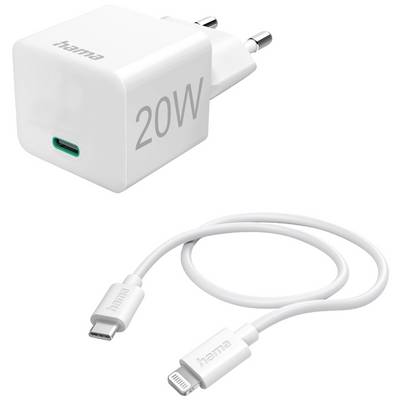 USB-C punjač, 20W, bijeli, s odgovarajućim kabelom. Idealan za brzo punjenje uređaja kompatibilnih s USB-C-om.