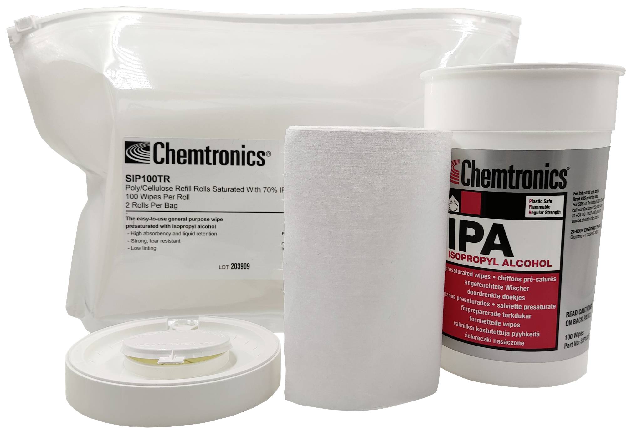 Paket Chemtronics maramice s izopropilnim alkoholom, koje se sastoji od punjenja i posude za čišćenje.
