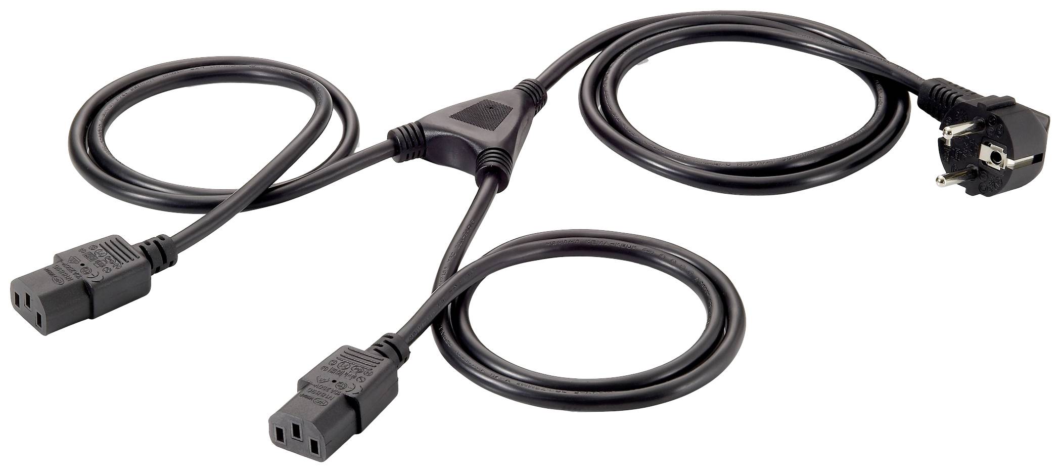 Y-strujni kabel: Schuko utikač za dva priključka za hladne uređaje, za spajanje električnih uređaja s izvorom struje.