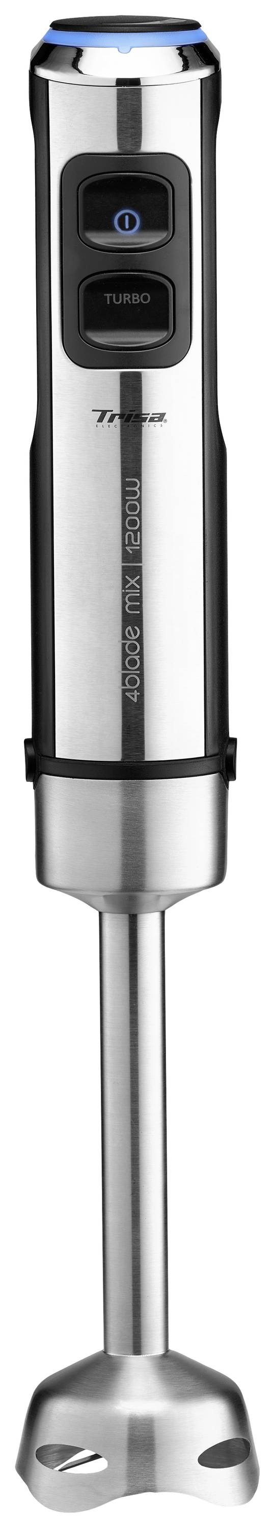Štapni mikser od nehrđajućeg čelika s dvije tipke za uključivanje/isključivanje i turbo funkciju. Pogodan za miješanje juha i smoothieja.
