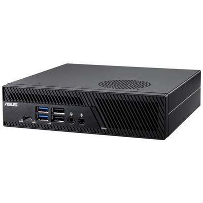 Kompaktan crni mini-PC s više USB priključaka i ventilacijskih otvora, pogodan za uredske okruženja.