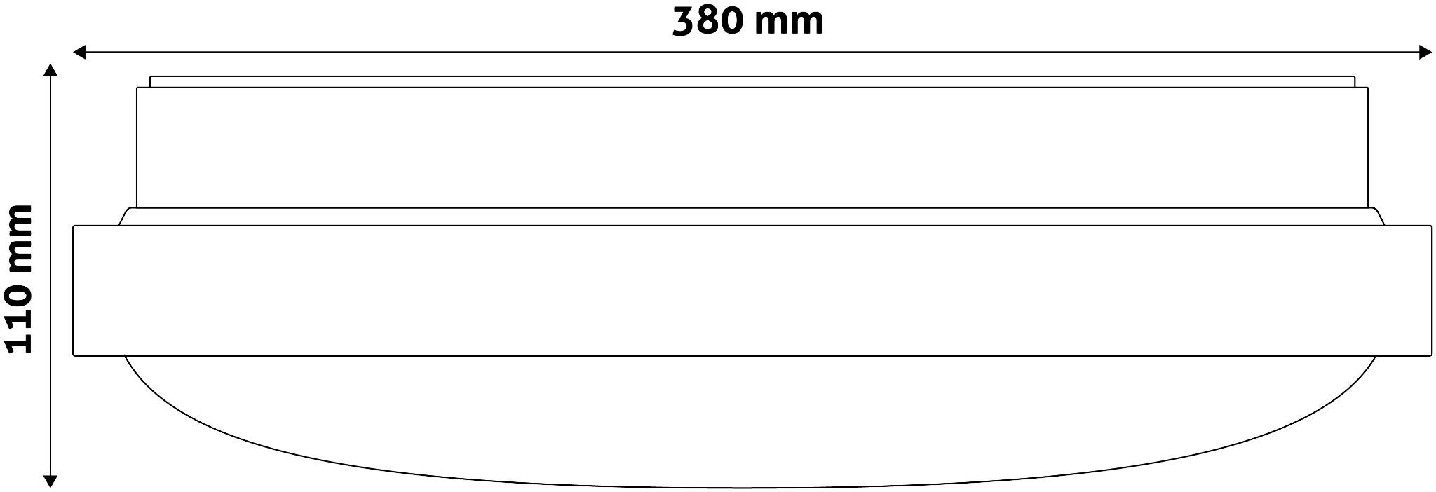 Crtež prikazuje bočni pogled cilindričnog objekta širine 380 mm i visine 110 mm.