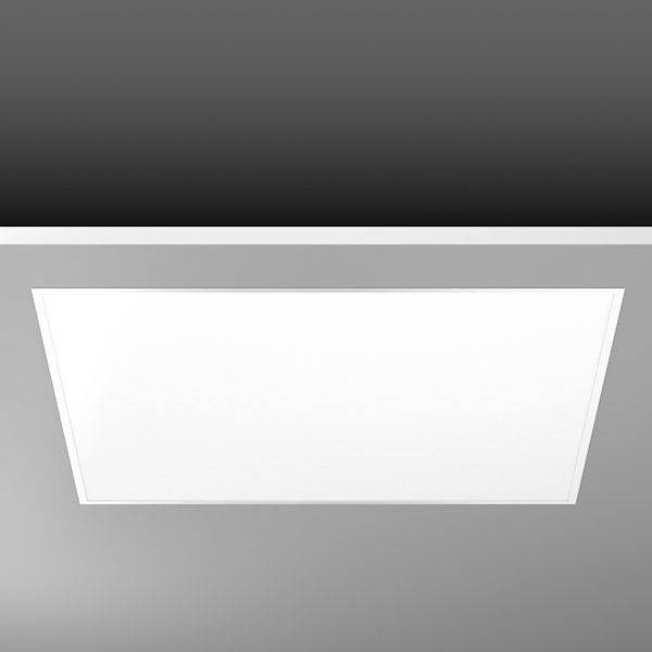 LED panel ugrađen u sivom stropu, pokazuje moderni dizajn i ravnomjerno osvjetljenje, idealan za uredske ili stambene prostore.