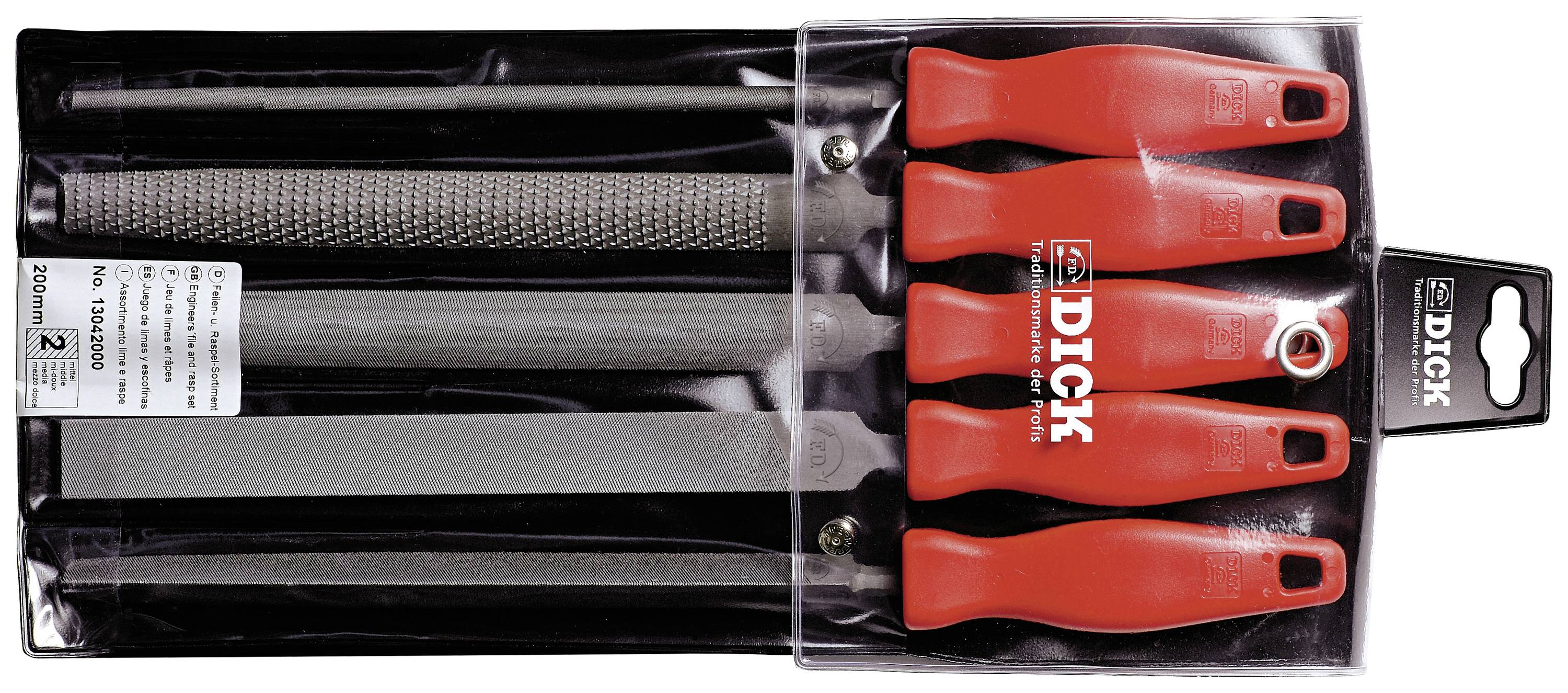 Dick 13042000 Vijlen/rasp-set, kap 2, 5-delig Lengte 200 mm 1 set(s)