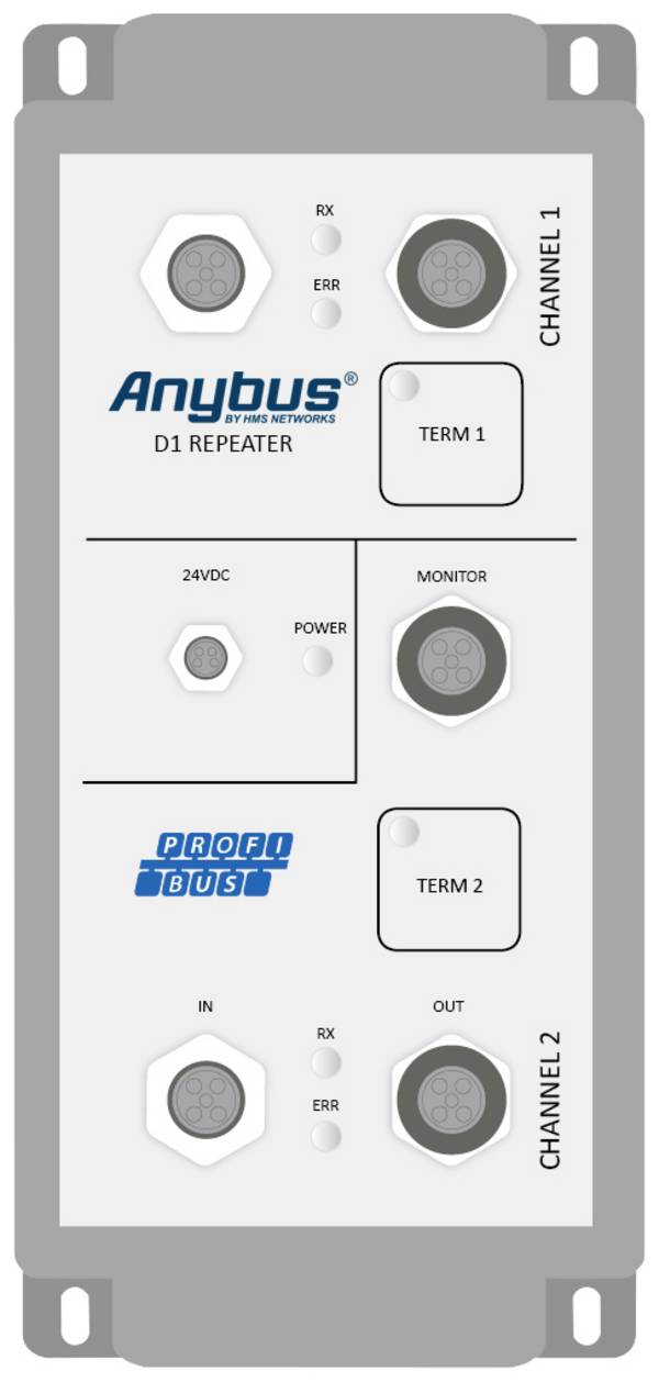 Anybus 16121 IP 66 PROFIBUS Repeater D1 repetitor Profibus    12 V/DC, 24 V/DC 1 St.