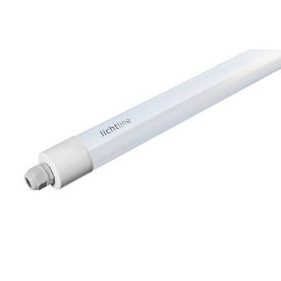 Bijela LED cijev s natpisom 'lichtline' sa strane. Ima jednostavan dizajn sa sivim spojem na kraju.