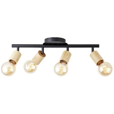 Stropna lampa s četiri drvene grljke koje drže okretljive žarulje. Modernog dizajna s toplim osvjetljenjem.