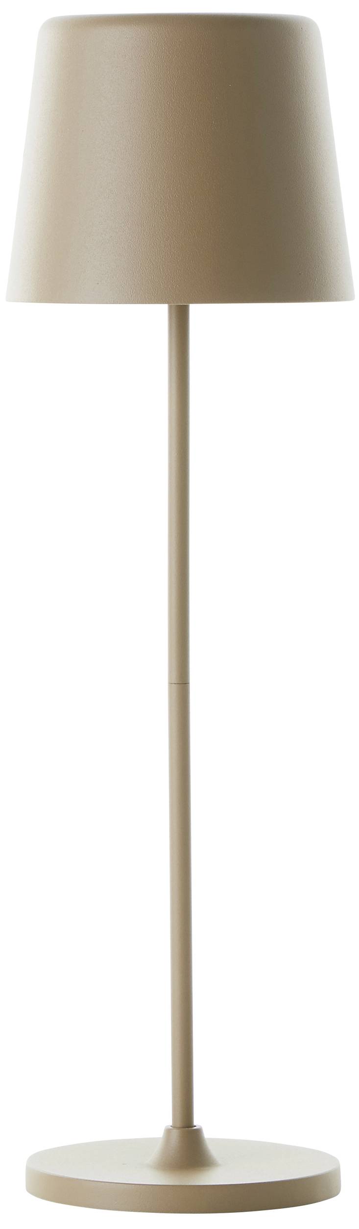 Vitka, bež stojeća lampa jednostavnog dizajna s cilindričnim sjenilom. Idealna za moderni interijer.