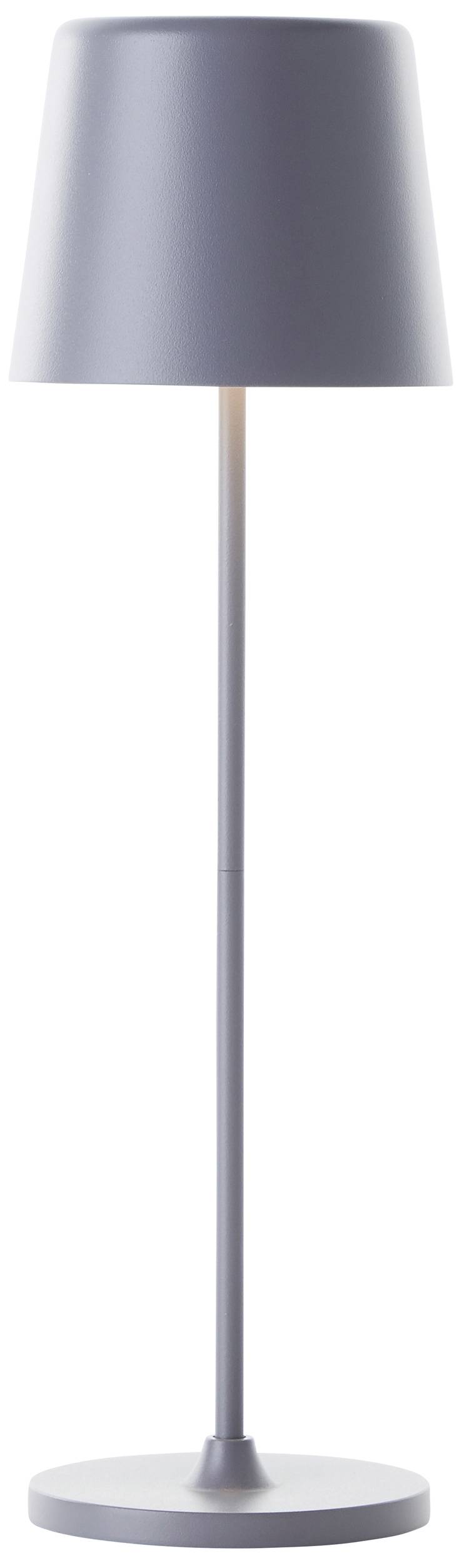 Jednostavna, moderna stojeća lampa sa sivim sjenilom i odgovarajućom bazom. Idealna za minimalistično uređenje prostora.