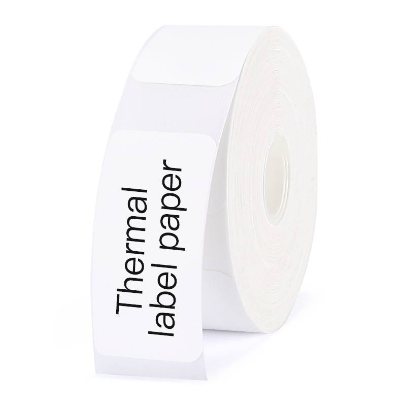 Rolna bijelog termičkog etiketnoga papira, otisnuta tekstom 'Thermal label paper'.