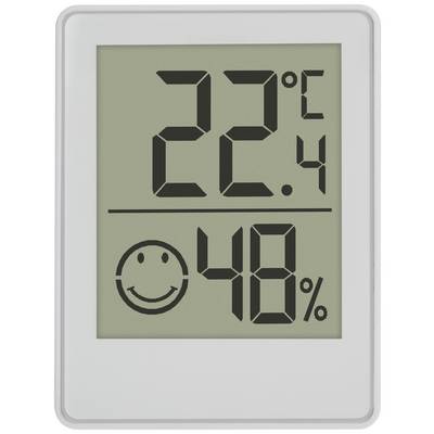 Digitalni termo-higrometar pokazuje 22,4°C i 48% vlažnosti zraka. Smiley simbol simbolizira udobnost.
