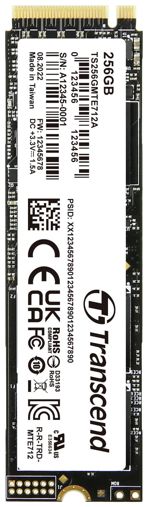 Transcend MTE712A 256 GB NVMe/PCIe M.2 SSD 2280 harde schijf PCIe NVMe 4.0 x4 Industrial TS256GMTE712A