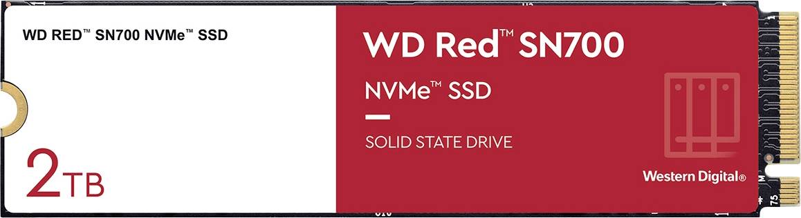 WD Red SN700 NVMe SSD, 2 TB, od Western Digital. SSD pogodan za brene prijenose podataka, crveno-bijelog dizajna.
